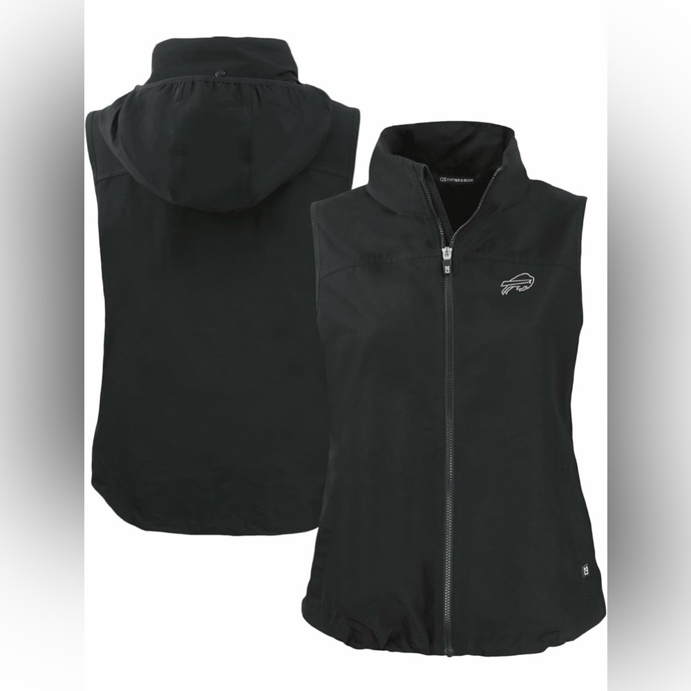 Cutter & Buck Women's Black Buffalo Bills NFL Charter Eco Full-Zip Hoodie Vest‎